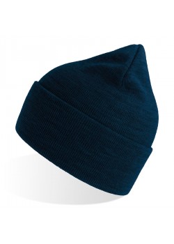 Шапка вязаная PURE  с отворотом из пряжи Polylana, темно-синий