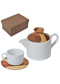 Набор 'Andrew':чайная пара и чайник в подарочной упаковке, коричневый, белый