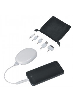 Универсальное зарядное устройство-подставка для смартфона 'Handy' (2000мАh), с сумочкой, белый