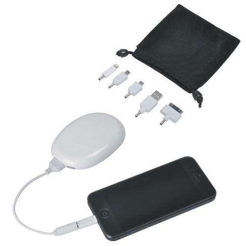Универсальное зарядное устройство-подставка для смартфона 'Handy' (2000мАh), с сумочкой, белый