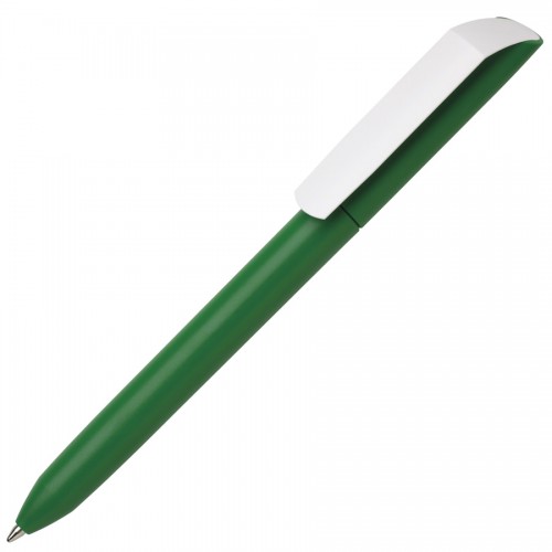 Ручка шариковая FLOW PURE с белым клипом, зеленый