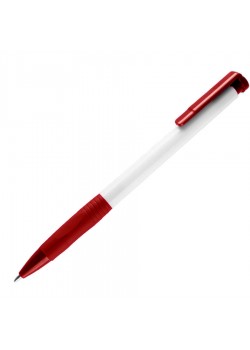 N13, ручка шариковая с грипом, пластик, белоый, красный, белый, красный