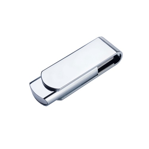 USB-флешка металлическая поворотная на 64 ГБ, глянец