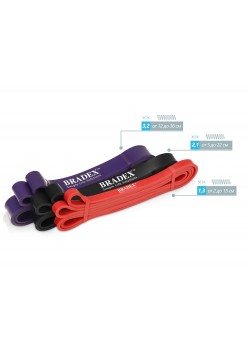 Набор фитнес-резинок Fitnesstape, черный, красный, фиолетовый
