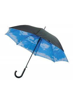 Зонт-трость Облака полуавтоматический с двухслойным куполом, черный /белый /голубой