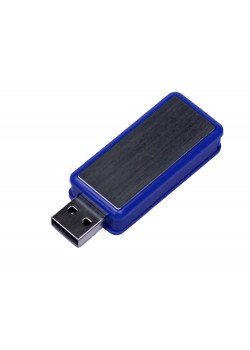 USB-флешка промо на 32 Гб прямоугольной формы, выдвижной механизм, синий