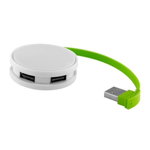 USB Hub Round, на 4 порта, белый/лайм