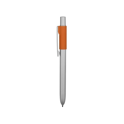 Ручка металлическая шариковая Bobble с силиконовой вставкой, серый/оранжевый