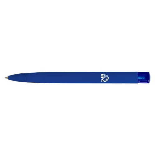 Ручка пластиковая шариковая трехгранная Trinity K transparent Gum soft-touch с чипом передачи информации NFC, темно-синий