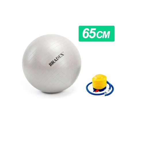Мяч для фитнеса Fitball 65 с насосом, серебристый