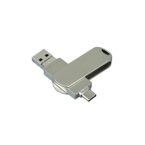 Металлическая флешка для айфона 3 в 1 (i-flash_TYPEC_3_in_1.64.S, I= 64 Гб USB 3.0, Металлический корпус. Без перс.)