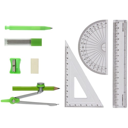 Школьный набор для геометрии Julia из 9 предметов, зеленый