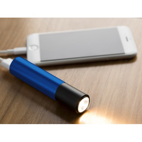 Портативное зарядное устройство Юпитер с фонариком, 3000 mAh, синий