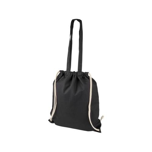 Рюкзак со шнурком Eliza из хлопчатобумажной ткани плотностью 240 г/м², черный