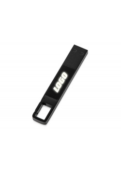 USB 2.0- флешка на 32 Гб c подсветкой логотипа Hook LED, темно-серый, белая подсветка