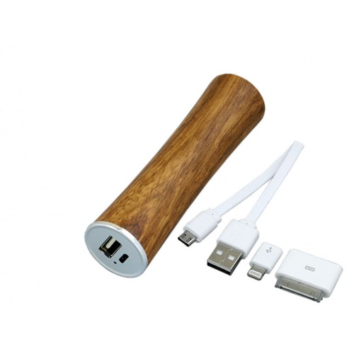 PB_wood2 Универсальное зарядное устройство power bank круглой формы. 2200MAH. Красный