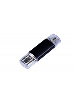 USB-флешка на 16 Гб c двумя дополнительными разъемами MicroUSB и TypeC, черный