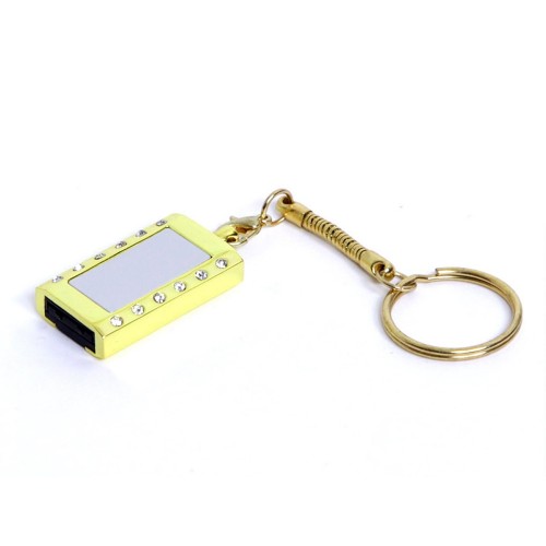 USB-флешка на 32 Гб в виде Кулона с кристаллами, мини чип, золотой