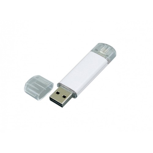 USB-флешка на 32 Гб.c дополнительным разъемом Micro USB, белый