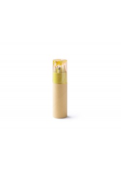 Набор из 6 деревянных карандашей MABEL в футляре из переработанного картона, натуральный/желтый