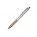 Ручка металлическая шариковая Sleek, серебристый/бамбук