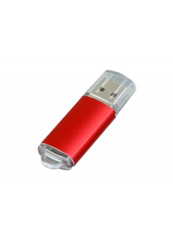 Флешка 3.0 промо прямоугольной формы  c прозрачным колпачком, 128 Гб, красный