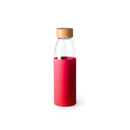Бутылка стеклянная NAGAMI в силиконовом чехле, 540 мл, прозрачный/красный