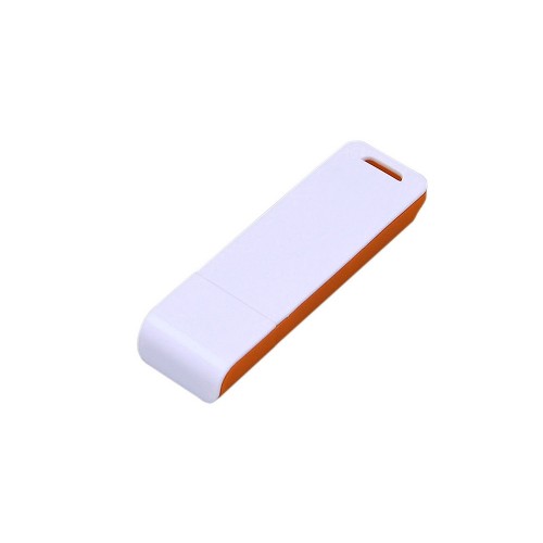 Флешка прямоугольной формы, оригинальный дизайн, двухцветный корпус, 16 Гб, оранжевый/белый