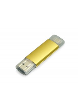USB-флешка на 32 Гб.c дополнительным разъемом Micro USB, золотой