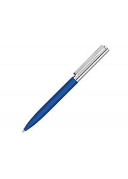 Ручка металлическая шариковая Bright GUM soft-touch с зеркальной гравировкой, средне-синий