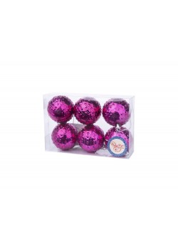Новогоднее подвесное украшение Фиолет бусинки из полистирола, набор из 6 шт / 6х6х6см