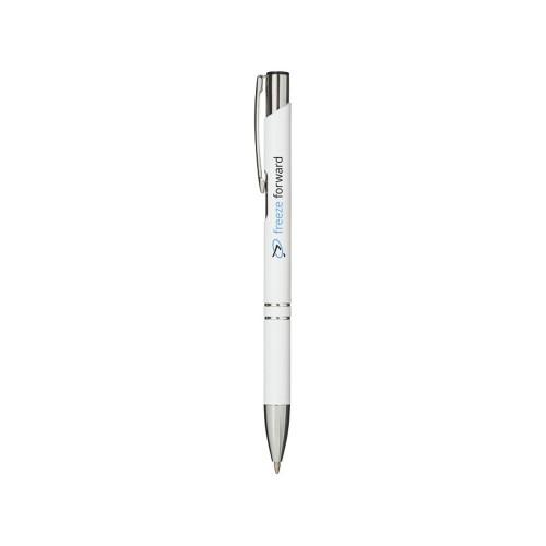 Алюминиевая шариковая кнопочная ручка Moneta, синие чернила, белый