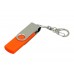 Флешка с поворотным механизмом, c дополнительным разъемом Micro USB, 64 Гб, оранжевый