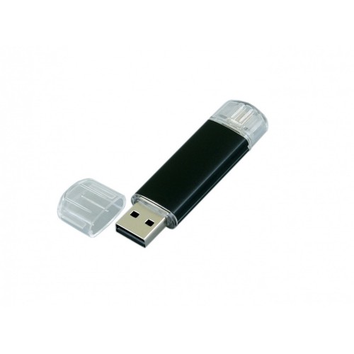 USB-флешка на 16 Гб.c дополнительным разъемом Micro USB, черный