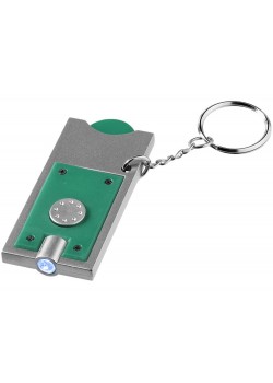 Брелок-держатель для монет Allegro с фонариком, зеленый/серебристый