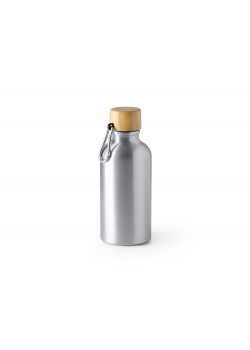 Бутылка GELDA алюминиевая с бамбуковой крышкой, 400 мл, серебристый/натуральный