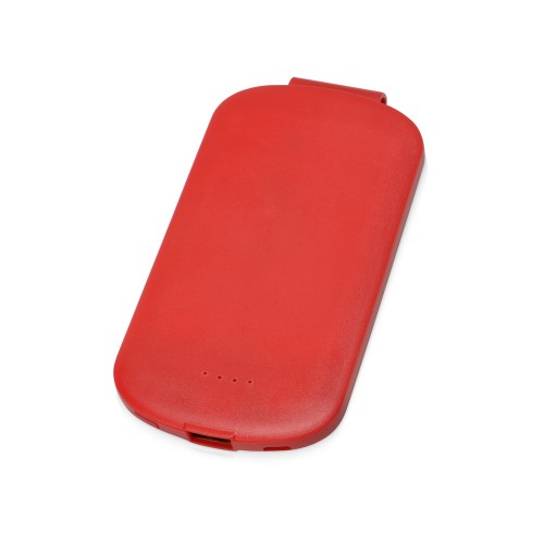 Портативное зарядное устройство Pin на 4000 mAh с большой площадью нанесения и клипом для крепления к одежде или сумке, красный