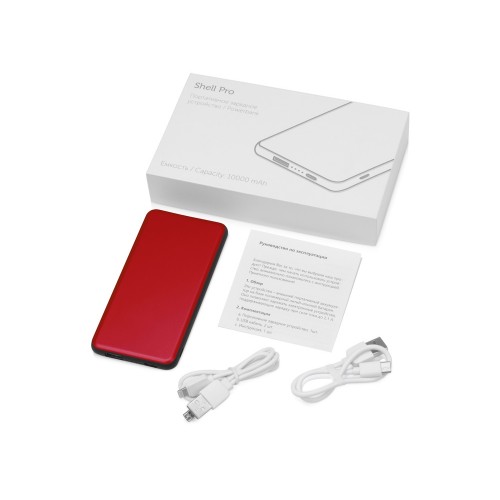 Портативное зарядное устройство Shell Pro, 10000 mAh, красный/черный