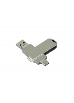 Металлическая флешка для айфона 3 в 1 (i-flash_TYPEC_3_in_1.128.S, I= 128 Гб USB 3.0, Металлический корпус. Без перс.)