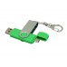 Флешка с поворотным механизмом, c дополнительным разъемом Micro USB, 64 Гб, зеленый