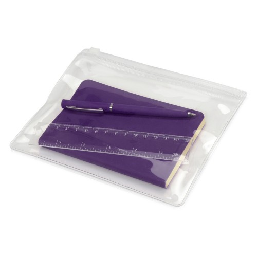 Набор канцелярский Softy: блокнот, линейка, ручка, пенал, фиолетовый