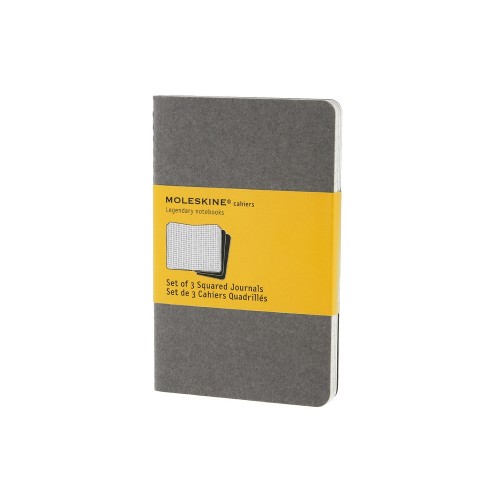 Записная книжка Moleskine Cahier (в клетку, 3 шт.), Pocket (9х14см), серый