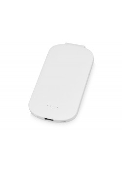 Портативное зарядное устройство Pin на 4000 mAh с большой площадью нанесения и клипом для крепления к одежде или сумке, белый