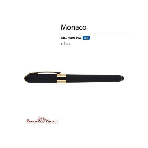 Ручка пластиковая шариковая Monaco, 0,5мм, синие чернила, черный