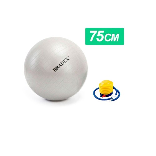 Мяч для фитнеса Fitball 75 с насосом, серебристый