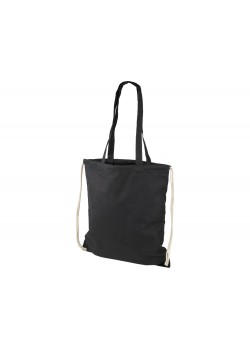 Рюкзак со шнурком Eliza из хлопчатобумажной ткани плотностью 240 г/м², черный