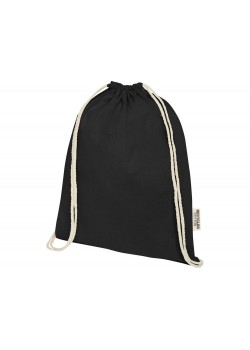 Oregon сумка-кисет из переработанного хлопка, сертифицированного согласно GRS, плотностью 140 г/м² - сплошной черный