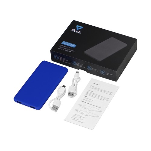 Портативное зарядное устройство Reserve с USB Type-C, 5000 mAh, синий