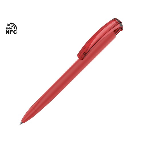 Ручка пластиковая шариковая трехгранная Trinity K transparent Gum soft-touch с чипом передачи информации NFC, красный