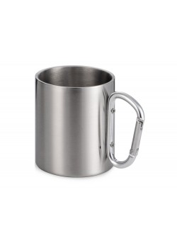Стальная кружка Elbrus с двойными стенками и ручкой-карабином, 300 мл (глянц), серебристый (P)
